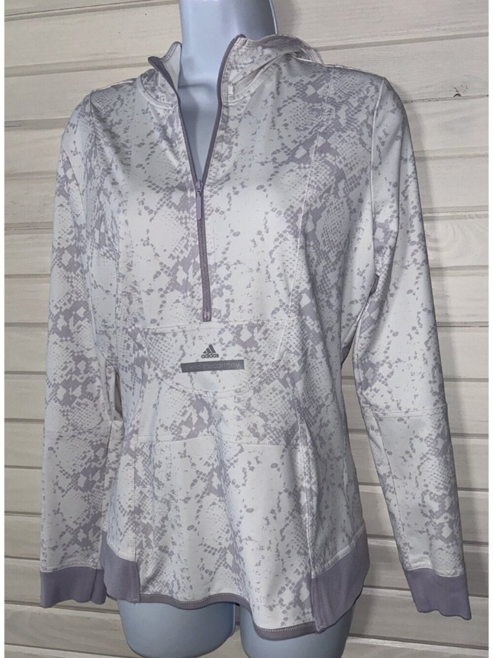 Adidas x Stella McCartney Sz MEDIUM 1/2 Zip Pullover Hoodie Purple Climalite EUC